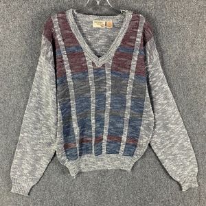 The Fox Collection Sweater Men's Large‎ Pullover Knit Acrylic Wool V-Neck L